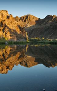 Preview wallpaper mountains, peaks, reflection, lake, landscape