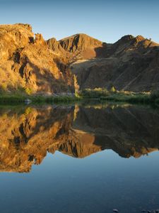 Preview wallpaper mountains, peaks, reflection, lake, landscape