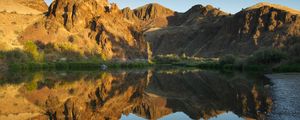 Preview wallpaper mountains, peaks, reflection, lake, landscape