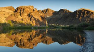 Preview wallpaper mountains, peaks, reflection, lake, landscape