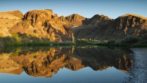 Preview wallpaper mountains, peaks, reflection, lake, landscape