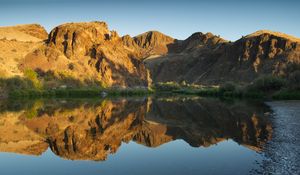 Preview wallpaper mountains, peaks, reflection, lake, landscape