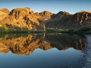 Preview wallpaper mountains, peaks, reflection, lake, landscape