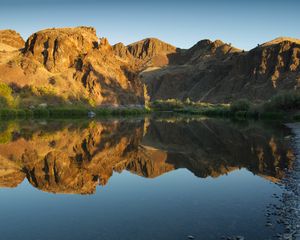 Preview wallpaper mountains, peaks, reflection, lake, landscape