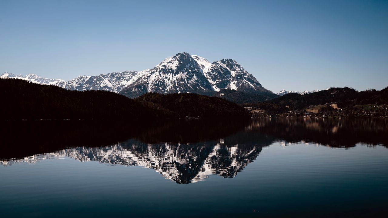 Wallpaper mountains, peaks, reflection, lake, landscape, nature, silence