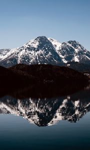 Preview wallpaper mountains, peaks, reflection, lake, landscape, nature, silence