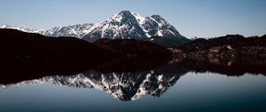 Preview wallpaper mountains, peaks, reflection, lake, landscape, nature, silence