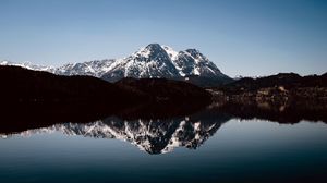 Preview wallpaper mountains, peaks, reflection, lake, landscape, nature, silence