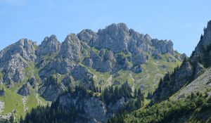 Preview wallpaper mountains, peaks, relief, trees, landscape, nature