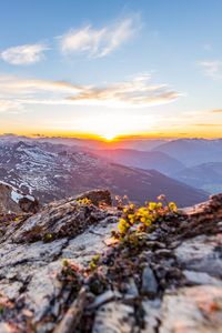 Preview wallpaper mountains, peaks, relief, rays, horizon