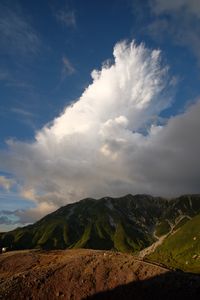 Preview wallpaper mountains, peaks, relief, grass, clouds