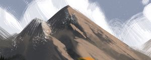 Preview wallpaper mountains, peaks, river, canvas, art