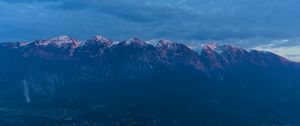 Preview wallpaper mountains, peaks, sea, clouds, nature, dark