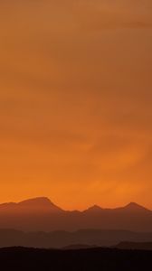 Preview wallpaper mountains, peaks, silhouette, sunset