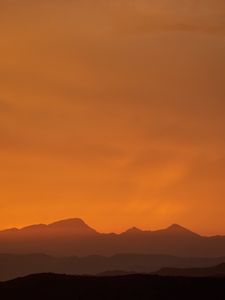 Preview wallpaper mountains, peaks, silhouette, sunset