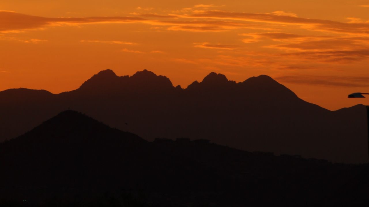 Wallpaper mountains, peaks, silhouettes, dawn