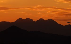 Preview wallpaper mountains, peaks, silhouettes, dawn