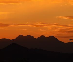 Preview wallpaper mountains, peaks, silhouettes, dawn