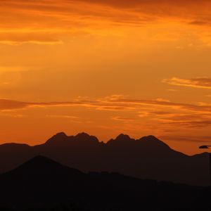 Preview wallpaper mountains, peaks, silhouettes, dawn