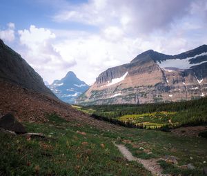 Preview wallpaper mountains, peaks, slope, flowers, landscape