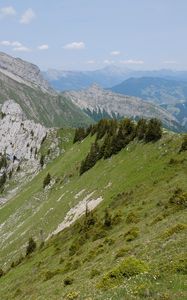 Preview wallpaper mountains, peaks, slopes, trees, landscape