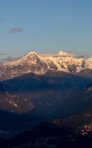 Preview wallpaper mountains, peaks, snow, clouds, sky, nature