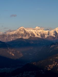 Preview wallpaper mountains, peaks, snow, clouds, sky, nature