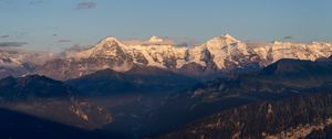 Preview wallpaper mountains, peaks, snow, clouds, sky, nature