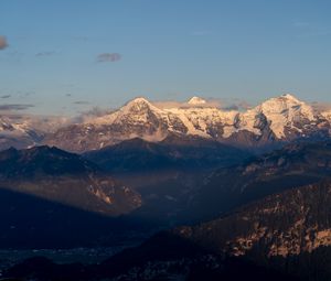 Preview wallpaper mountains, peaks, snow, clouds, sky, nature