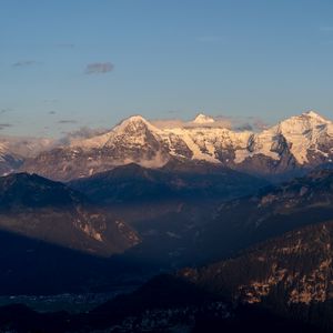 Preview wallpaper mountains, peaks, snow, clouds, sky, nature