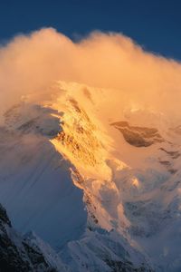 Preview wallpaper mountains, peaks, snow, sky, mist