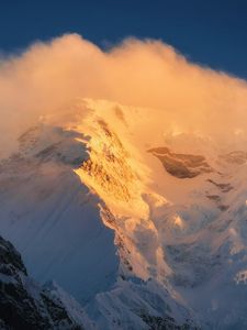 Preview wallpaper mountains, peaks, snow, sky, mist