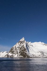 Preview wallpaper mountains, peaks, snow, sky, lake