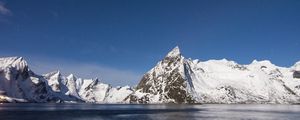 Preview wallpaper mountains, peaks, snow, sky, lake