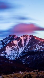 Preview wallpaper mountains, peaks, snow, sunset