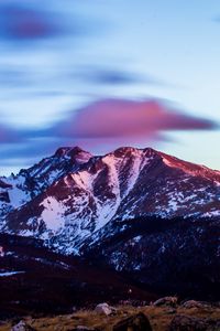 Preview wallpaper mountains, peaks, snow, sunset