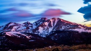 Preview wallpaper mountains, peaks, snow, sunset