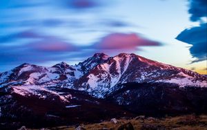 Preview wallpaper mountains, peaks, snow, sunset