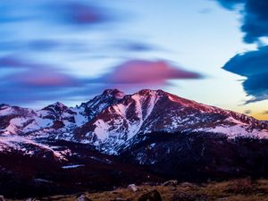 Preview wallpaper mountains, peaks, snow, sunset