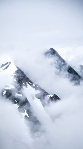 Preview wallpaper mountains, peaks, snow, fog