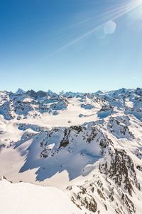 Preview wallpaper mountains, peaks, snow, snowy, sunlight