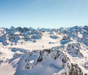 Preview wallpaper mountains, peaks, snow, snowy, sunlight