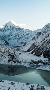 Preview wallpaper mountains, peaks, snow, landscape, mountain range