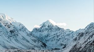 Preview wallpaper mountains, peaks, snow, landscape, mountain range