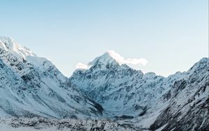 Preview wallpaper mountains, peaks, snow, landscape, mountain range