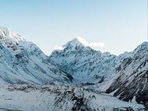 Preview wallpaper mountains, peaks, snow, landscape, mountain range