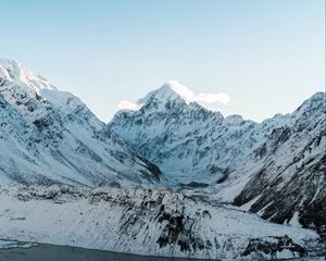 Preview wallpaper mountains, peaks, snow, landscape, mountain range