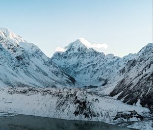 Preview wallpaper mountains, peaks, snow, landscape, mountain range