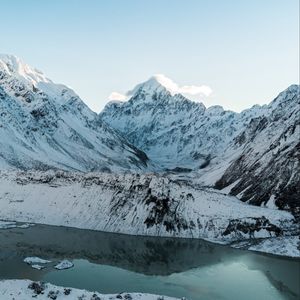 Preview wallpaper mountains, peaks, snow, landscape, mountain range