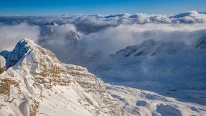 Preview wallpaper mountains, peaks, snow, clouds, landscape